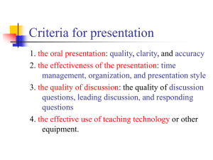 Criteria for presentation