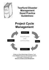Project Cycle Management Tearfund Disaster Good Practice