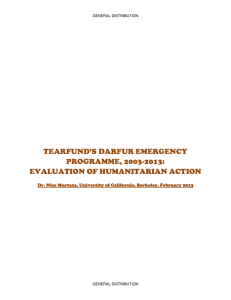 TEARFUND’S DARFUR EMERGENCY PROGRAMME, 2003-2013: EVALUATION OF HUMANITARIAN ACTION