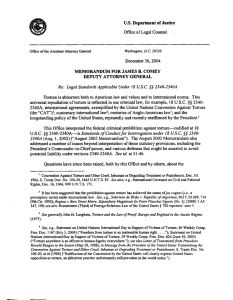 U.S. Department of Justice MEMORANDUM FOR JAMES B. COMEY DEPUTY ATTORNEY GENERAL