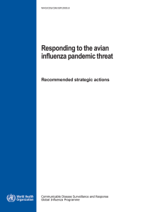 Responding to the avian influenza pandemic threat Recommended strategic actions