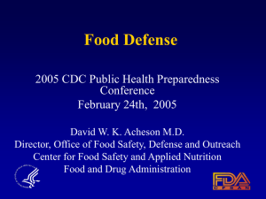 Food Defense 2005 CDC Public Health Preparedness Conference February 24th,  2005