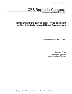 CRS Report for Congress as War Criminals before Military Commissions