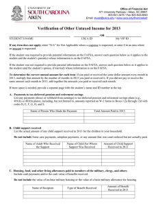 Verification of Other Untaxed Income for 2013