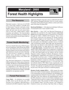 Forest Health Highlights Maryland - 2005 The Resource