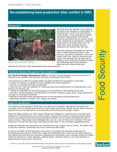 Re-establishing food production after conflict in DRC Background
