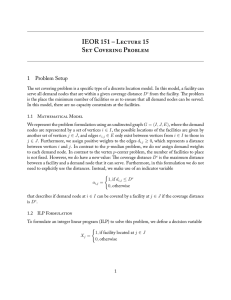 IEOR 151 – L 15 S C P 1 Problem Setup