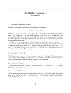 IEOR 290A – L 14 S 1 Nonlinear Dynamical Systems