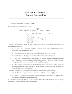 IEOR 290A – Lecture 21 Robust Reachability 1 Design Variables in Linear MPC