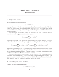 IEOR 265 – Lecture 9 Other Models 1 Single-Index Model
