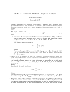 IEOR 151 – Service Operations Design and Analysis Practice Questions 2015
