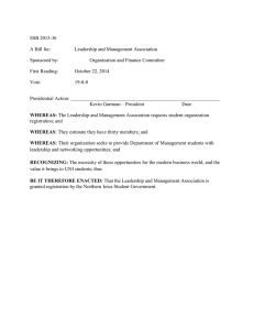 SSB 2015-36 A Bill for:  Leadership and Management Association