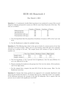 IEOR 165 Homework 2 Due March 5, 2015