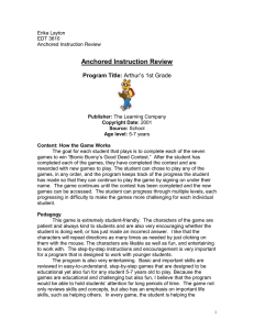 Anchored Instruction Review  Program Title: