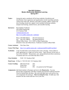 Stat 602X Syllabus Modern Multivariate Statistical Learning Spring 2011