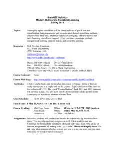 Stat 602X Syllabus Modern Multivariate Statistical Learning Spring 2013
