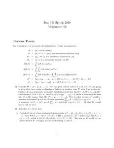 Stat 643 Spring 2010 Assignment 06 Decision Theory
