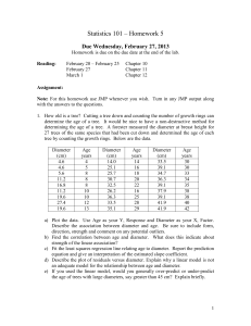 Statistics 101 – Homework 5 Due Wednesday, February 27, 2013