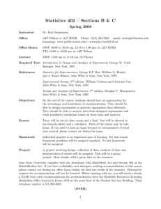 Statistics 402 – Sections B &amp; C Spring 2008