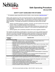 Safe Operating Procedure (Revised 8/09)  SAFETY AUDIT GUIDELINES FOR KITCHENS