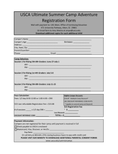 USCA Ultimate Summer Camp Adventure Registration Form