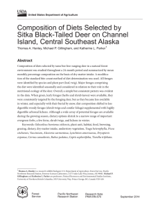 Composition of Diets Selected by Sitka Black-Tailed Deer on Channel Abstract