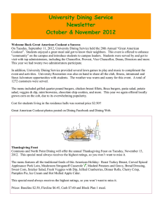 University Dining Service Newsletter October &amp; November 2012