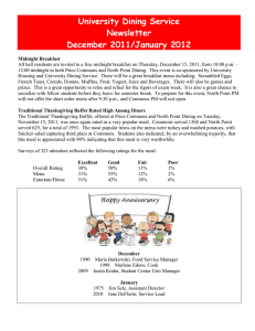 University Dining Service Newsletter December 2011/January 2012