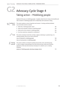 G2 Advocacy Cycle Stage 4 Taking action – Mobilising people SECTION
