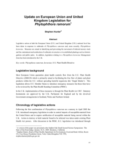 Update on European Union and United Kingdom Legislation for Phytophthora ramorum