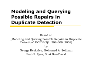 Modeling and Querying Possible Repairs in Duplicate Detection