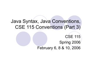 Java Syntax, Java Conventions, CSE 115 Conventions (Part 3) CSE 115 Spring 2006