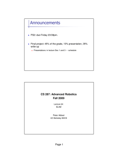 Announcements CS 287: Advanced Robotics Fall 2009 Page 1