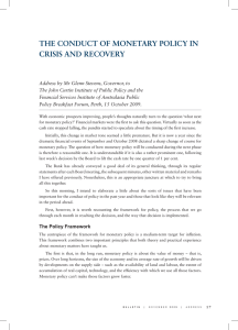 The ConduCT of moneTary poliCy in Crisis and reCovery