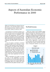 Aspects of Australian Economic Performance in 2000 The World  Economy