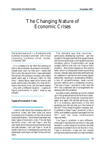 The Changing Nature of Economic Crises