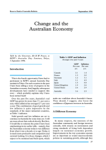 Change and the Australian Economy Introduction