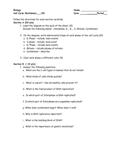 Biology  Name Cell Cycle Worksheet___/30
