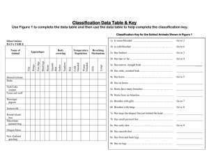 Classification Data Table &amp; Key