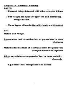 Chapter 17 - Chemical Bonding: FACTS:
