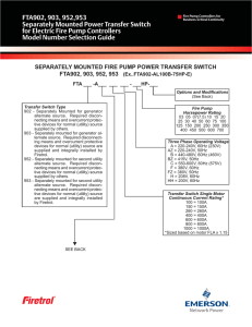 FTA902, 903, 952,953 Separately Mounted Power Transfer Switch Model Number Selection Guide