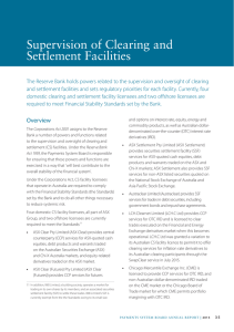 Supervision of Clearing and Settlement Facilities