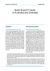 Bank Branch Trends in Australia and Overseas Introduction Bank Branches in Australia