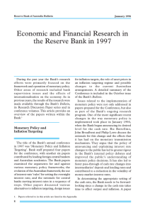 Economic and Financial Research in the Reserve Bank in 1997
