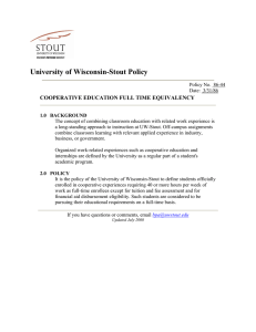 University of Wisconsin-Stout Policy COOPERATIVE EDUCATION FULL TIME EQUIVALENCY