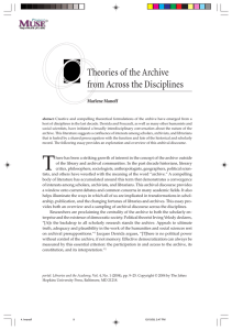 Theories of the Archive from Across the Disciplines Marlene Manoff 9
