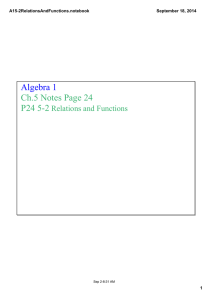 Algebra 1 Ch.5 Notes Page 24 P24 5­2  Relations and Functions