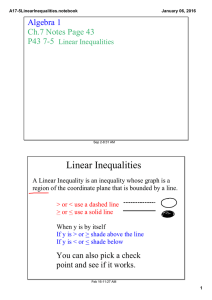 Linear Inequalities Algebra 1 Ch.7 Notes Page 43 P43 7­5  