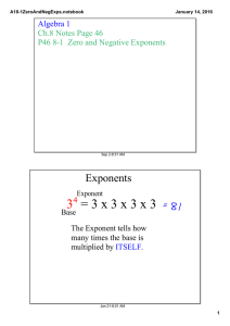3  = 3 x 3 x 3 x 3  Exponents Algebra 1