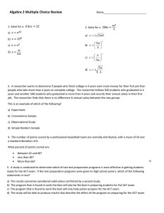 Algebra 2 Multiple Choice Review m x b